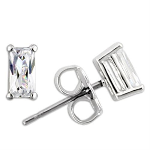 Load image into Gallery viewer, 0W161 - Rhodium 925 Sterling Silver Earrings with AAA Grade CZ  in
