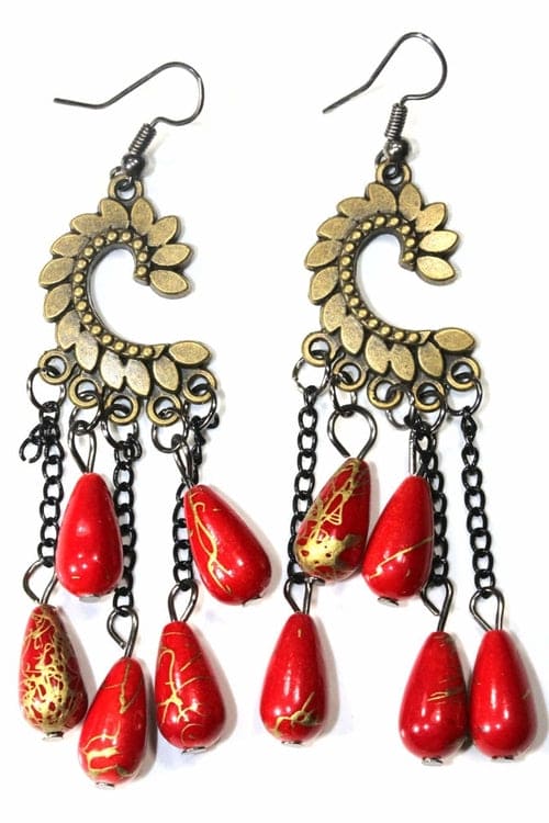 Load image into Gallery viewer, Paisley Petal &amp; Shimmer Beads Earrings
