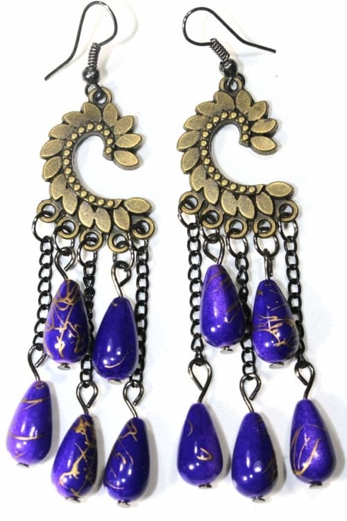 Load image into Gallery viewer, Paisley Petal &amp; Shimmer Beads Earrings
