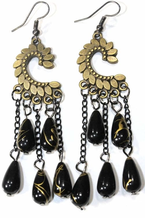 Load image into Gallery viewer, Paisley Petal &amp; Shimmer Beads Earrings
