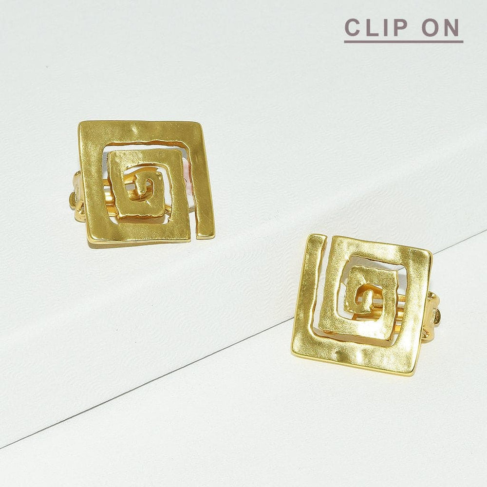 Square spiral clip-on earrings
