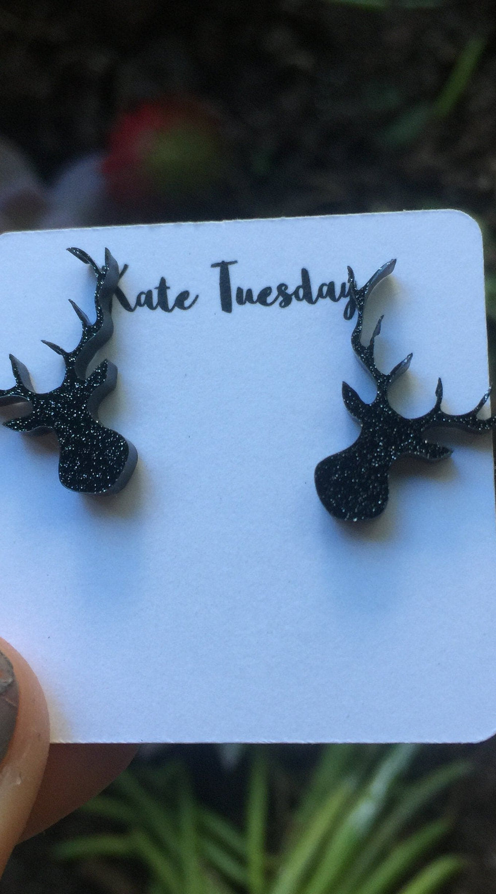 Black Antler Stud Acrylic Earrings