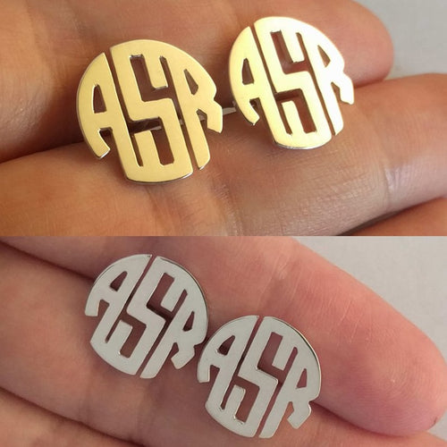 Load image into Gallery viewer, Personalized Round Monogram Stud Earrings For

