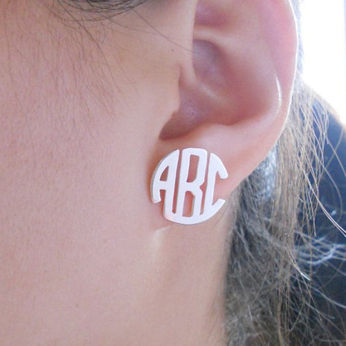 Load image into Gallery viewer, Personalized Round Monogram Stud Earrings For
