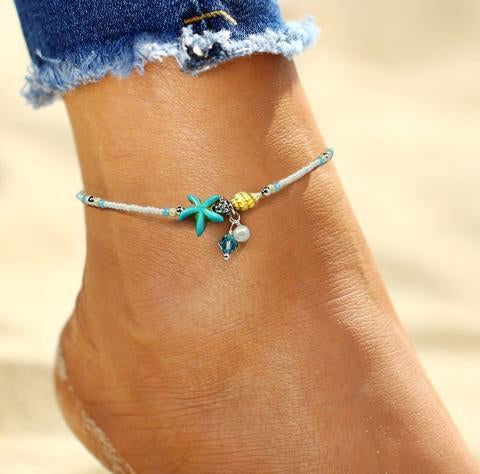 Beach Beaded Starfish Anklet Ankle Bracelet