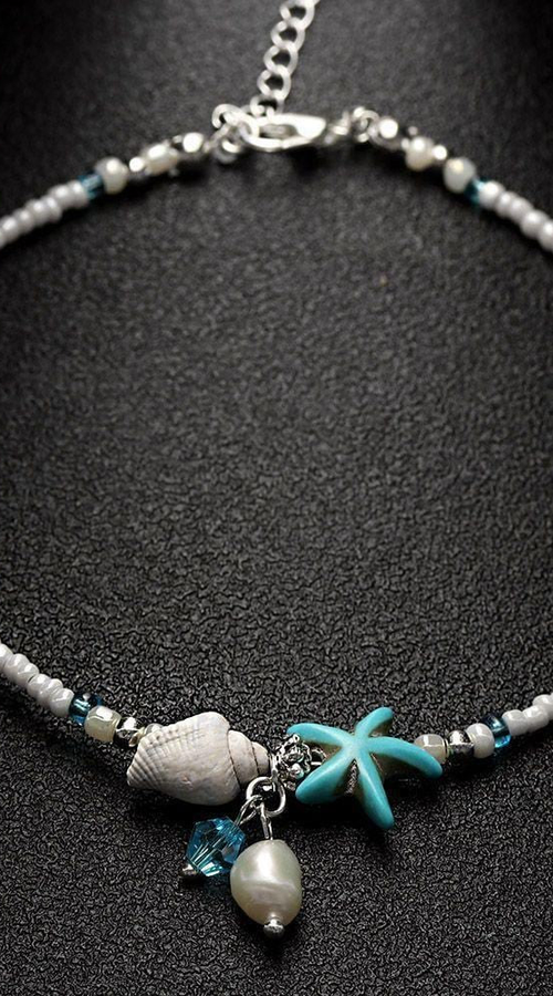 Load image into Gallery viewer, Beach Beaded Starfish Anklet Ankle Bracelet
