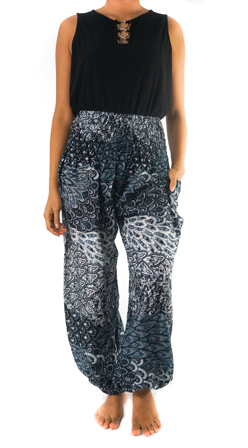 Black Peacock Pants Women Boho Pants Hippie Pants Yoga