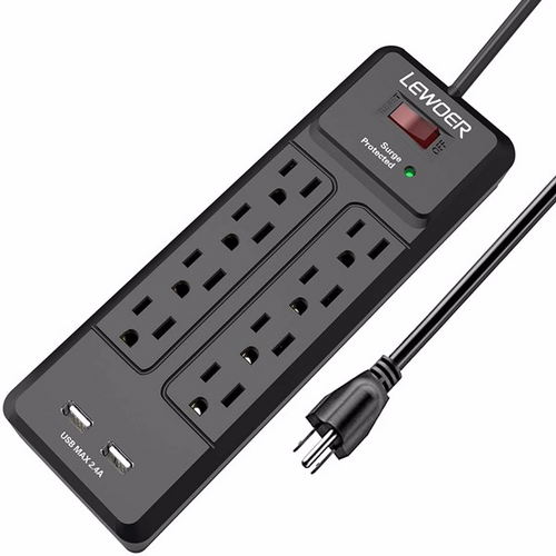 Load image into Gallery viewer, 8 AC Outlets and 2 USB Charging Ports Power Strip
