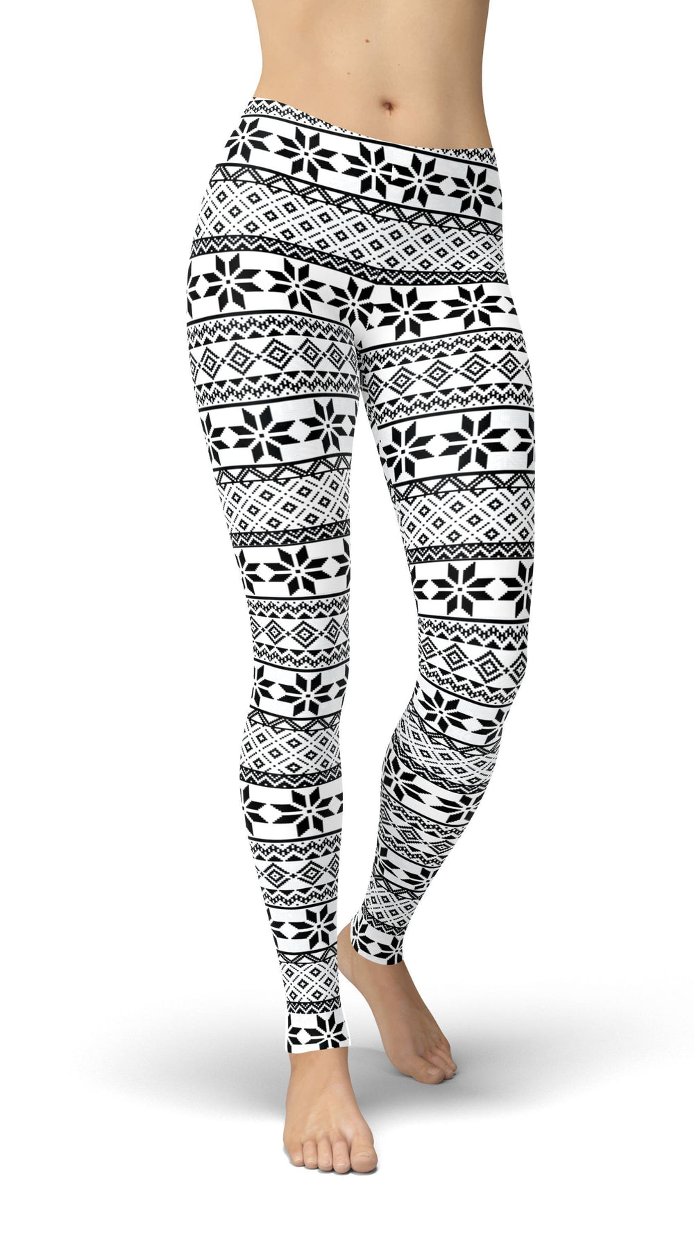 jean black and white snowflakes leggings